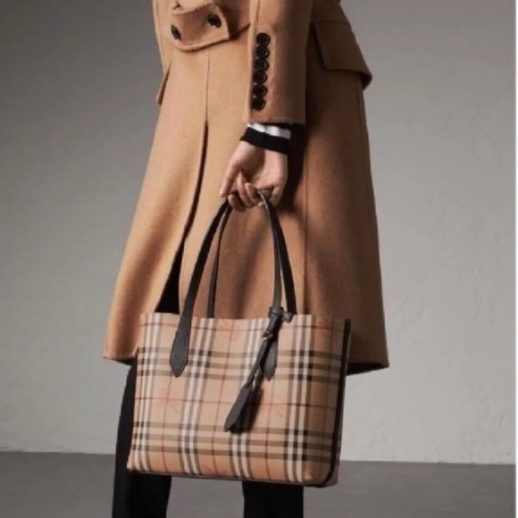 Burberry Handbags - BURBERRY Black Haymarket Colours Check Leather Reversible Tote Bag 40495021 NWT